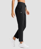 women's mid-rise fleece straight pants 27.5''/29'' in black - side view