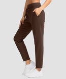 women's mid-rise fleece straight pants 27.5''/29'' in brown - pocket detail view