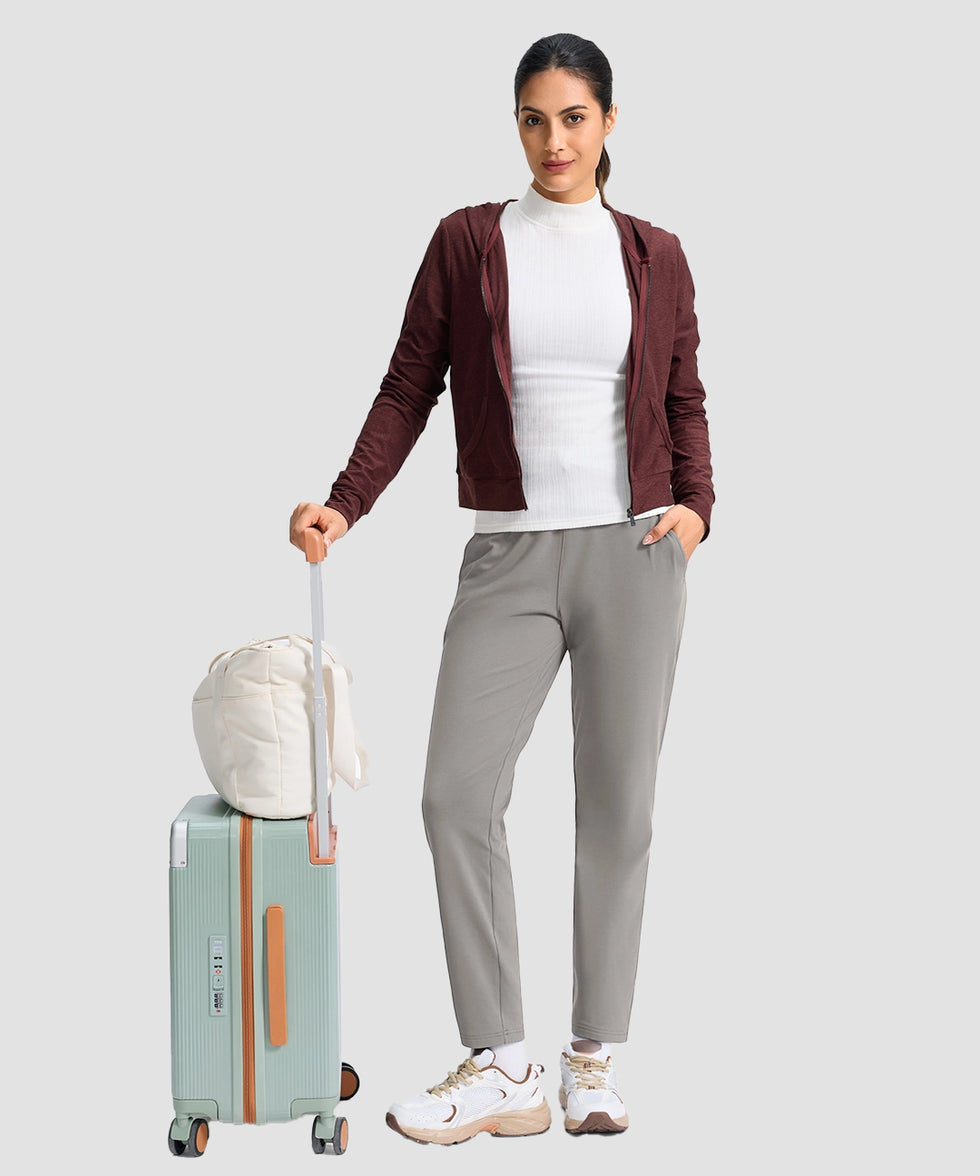 women's mid-rise fleece straight pants 27.5''/29'' in dark gray - matching outfits view