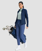 women's mid-rise fleece straight pants 27.5''/29'' in dusty blue - matching outfits view