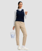 women's mid-rise fleece straight pants 27.5''/29'' in heather khaki - matching outfits view