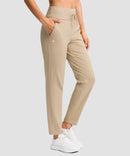 women's mid-rise fleece straight pants 27.5''/29'' in heather khaki - pocket detail view