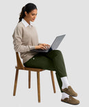 women's mid-rise fleece straight pants 27.5''/29'' in olive green - matching outfits view