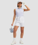 women's mid rise flat front golf shorts 5'' in white - side view