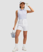women's mid rise flat front golf shorts 5'' in white - side view