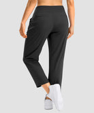 women's pull-on stretchy ankle pants in black - back view