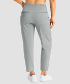 women's pull-on stretchy ankle pants in bright gray - back view