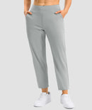 women's pull-on stretchy ankle pants in bright gray - front view