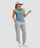 women's pull-on stretchy ankle pants in bright gray - side view