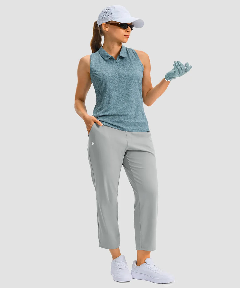 women's pull-on stretchy ankle pants in bright gray - side view