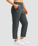 women's pull-on stretchy ankle pants in dark gray - side view