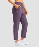 women's pull-on stretchy ankle pants in dusty purple - side view