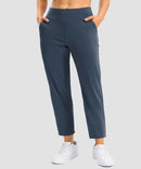 women's pull-on stretchy ankle pants in navy - front view