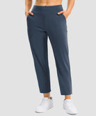 women's pull-on stretchy ankle pants in navy - front view