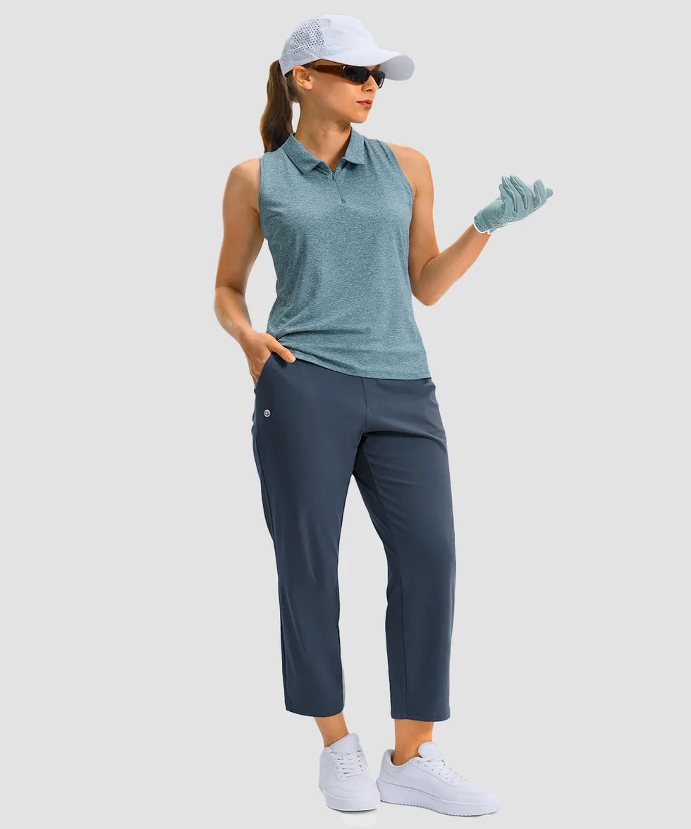 women's pull-on stretchy ankle pants in navy - side view