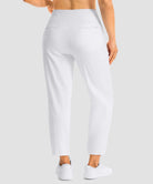 women's pull-on stretchy ankle pants in white - back view