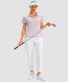 women's pull-on stretchy ankle pants in white - front view