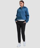 women's pull-on thermal joggers in black - matching outfits view