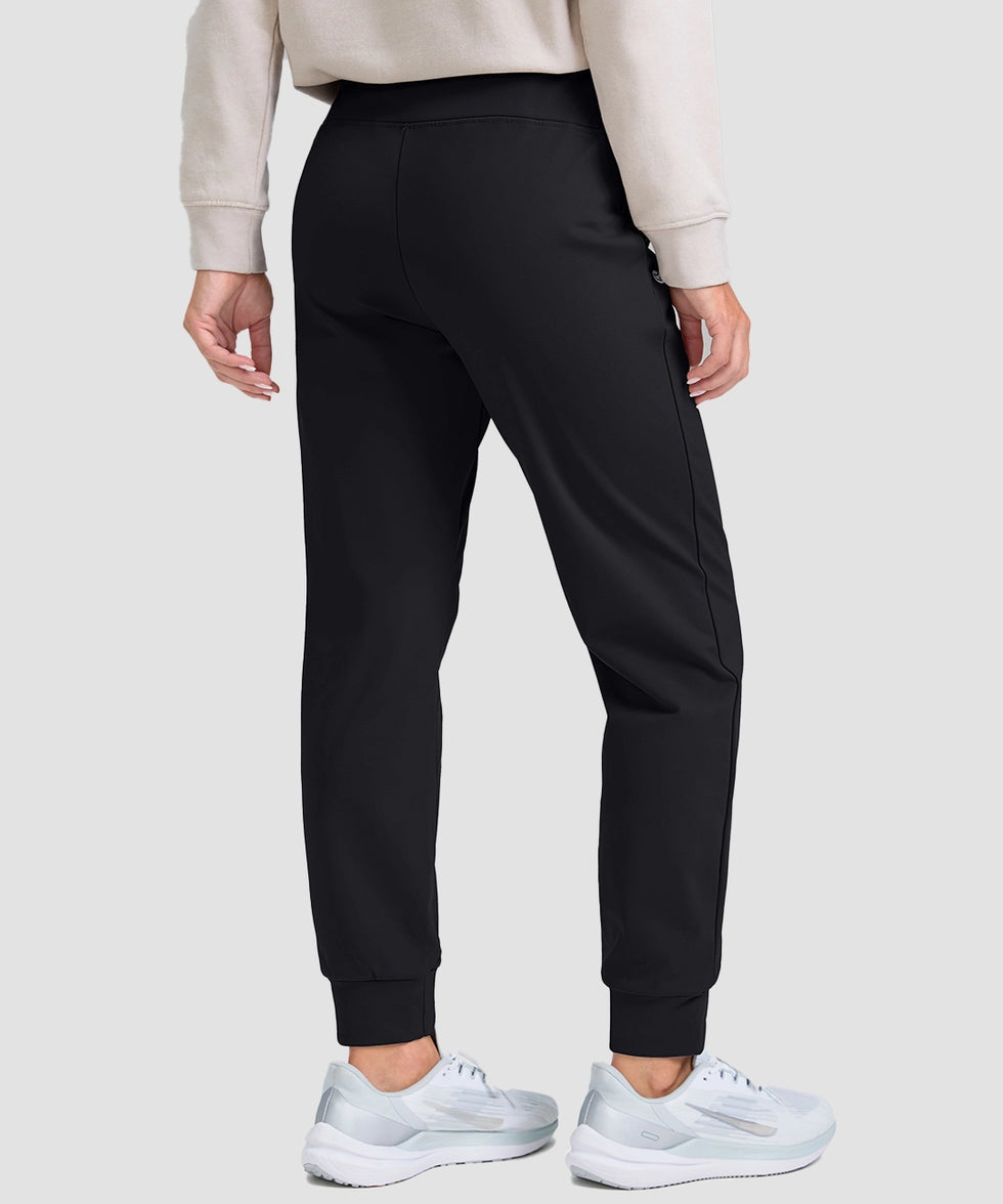 women's pull-on thermal joggers in black - side view