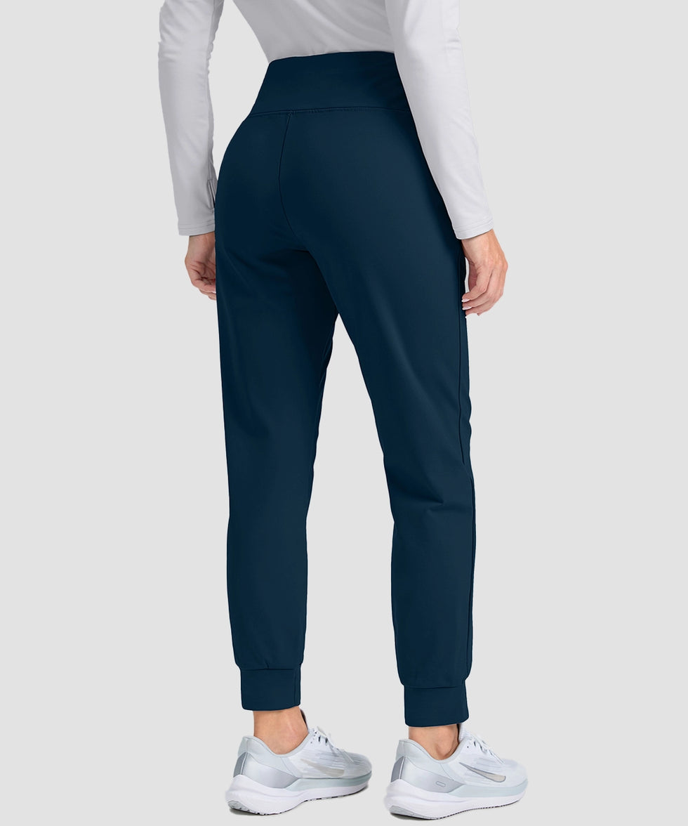 women's pull-on thermal joggers in dark blue - back view