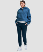 women's pull-on thermal joggers in dark blue - matching outfits view