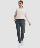 women's pull-on thermal joggers in dark gray - matching outfits view