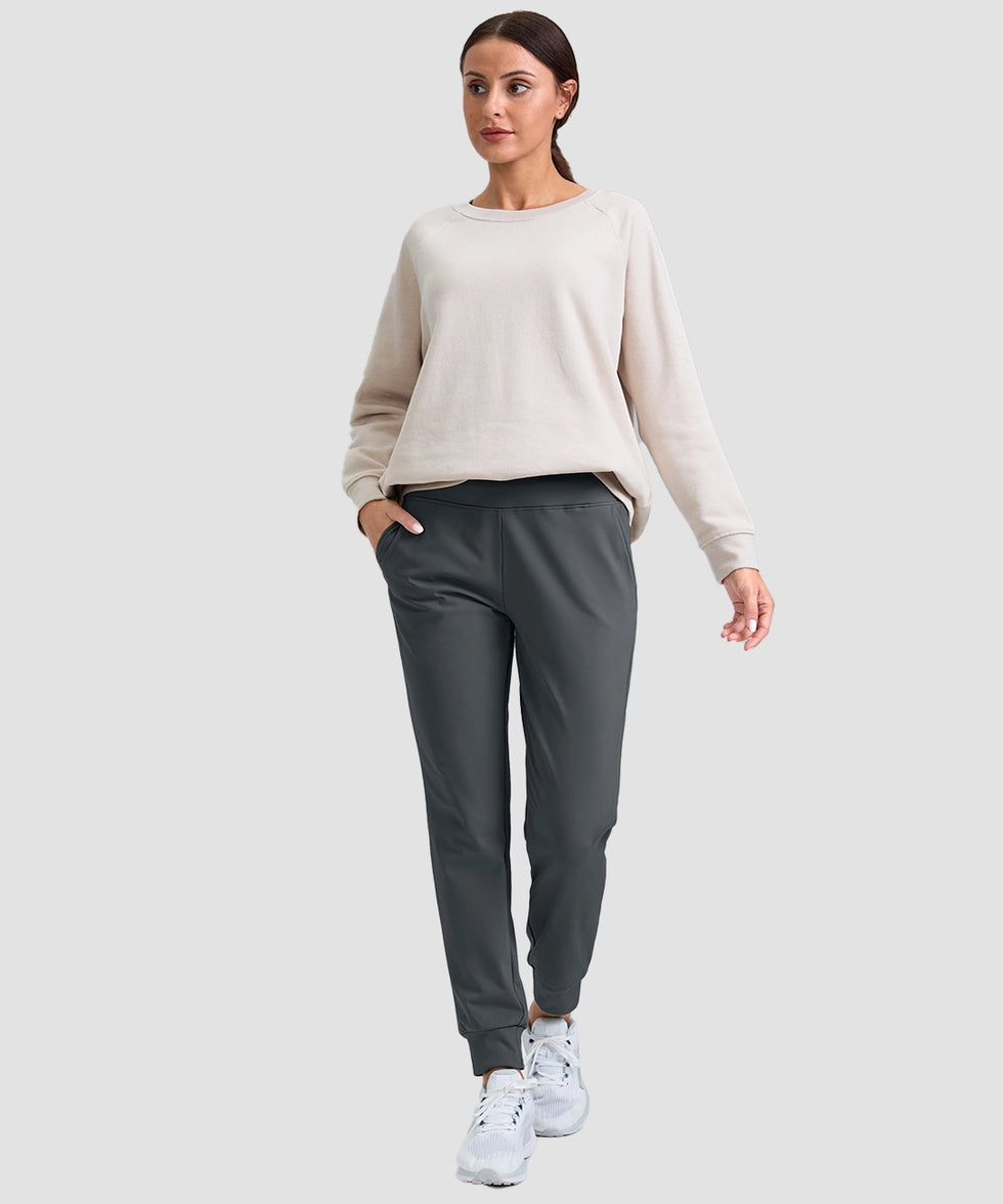 women's pull-on thermal joggers in dark gray - matching outfits view