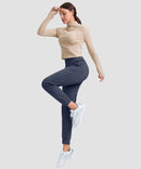 women's pull-on thermal joggers in dusty blue - matching outfits view
