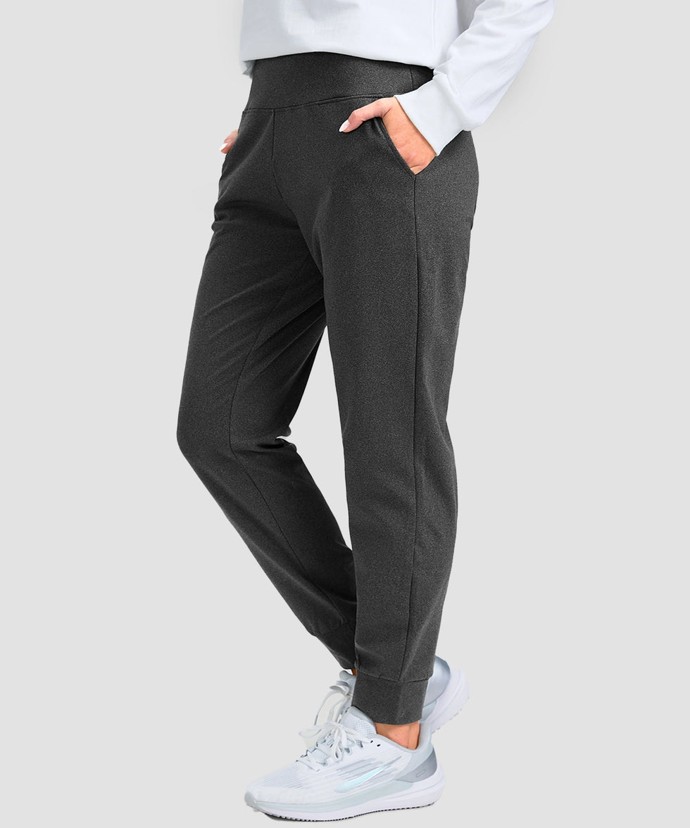 women's pull-on thermal joggers in heather charcoal - side view
