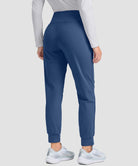 women's pull-on thermal joggers in indigo blue - back view