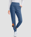 women's pull-on thermal joggers in indigo blue - front view
