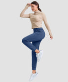 women's pull-on thermal joggers in indigo blue - matching outfits view