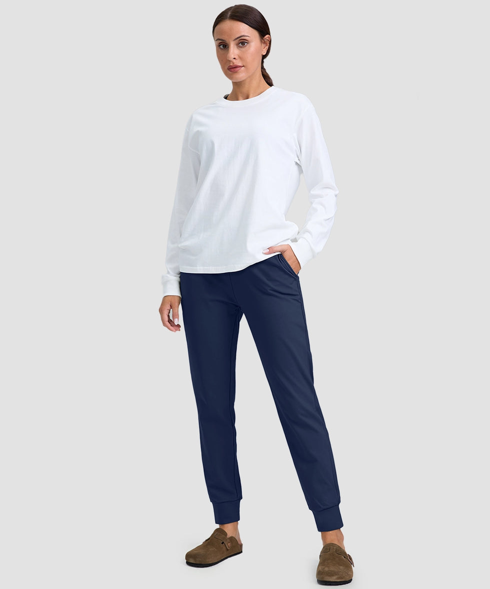 women's pull-on thermal joggers in navy - matching outfits view