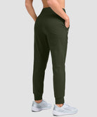 women's pull-on thermal joggers in olive green - back view