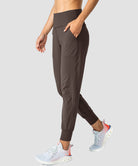 women's pull-on with pockets jogger in brown - side view