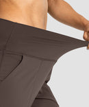 women's pull-on with pockets jogger in brown - waist detail view