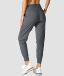 women's pull-on with pockets jogger in dark grey - back view