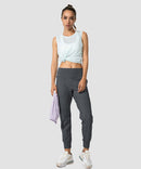 women's pull-on with pockets jogger in dark grey - match view