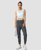 women's pull-on with pockets jogger in dark grey - match view