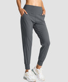women's pull-on with pockets jogger in dark grey - side view