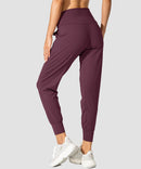 women's pull-on with pockets jogger in maroon - back view