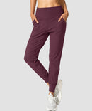 women's pull-on with pockets jogger in maroon - front view