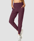 women's pull-on with pockets jogger in maroon - front view