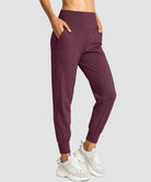 women's pull-on with pockets jogger in maroon - match view