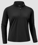 women's quarter zip sun protective pullover in black - fabric detail