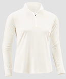 women's quarter zip sun protective pullover in bone white - fabric detail