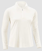 women's quarter zip sun protective pullover in bone white - fabric detail