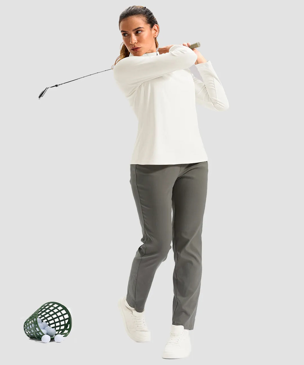 women's quarter zip sun protective pullover in bone white - matching outfits view