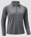 women's quarter zip sun protective pullover in heather dark gray - fabric detail