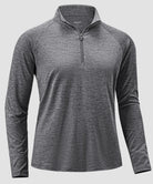 women's quarter zip sun protective pullover in heather dark gray - fabric detail